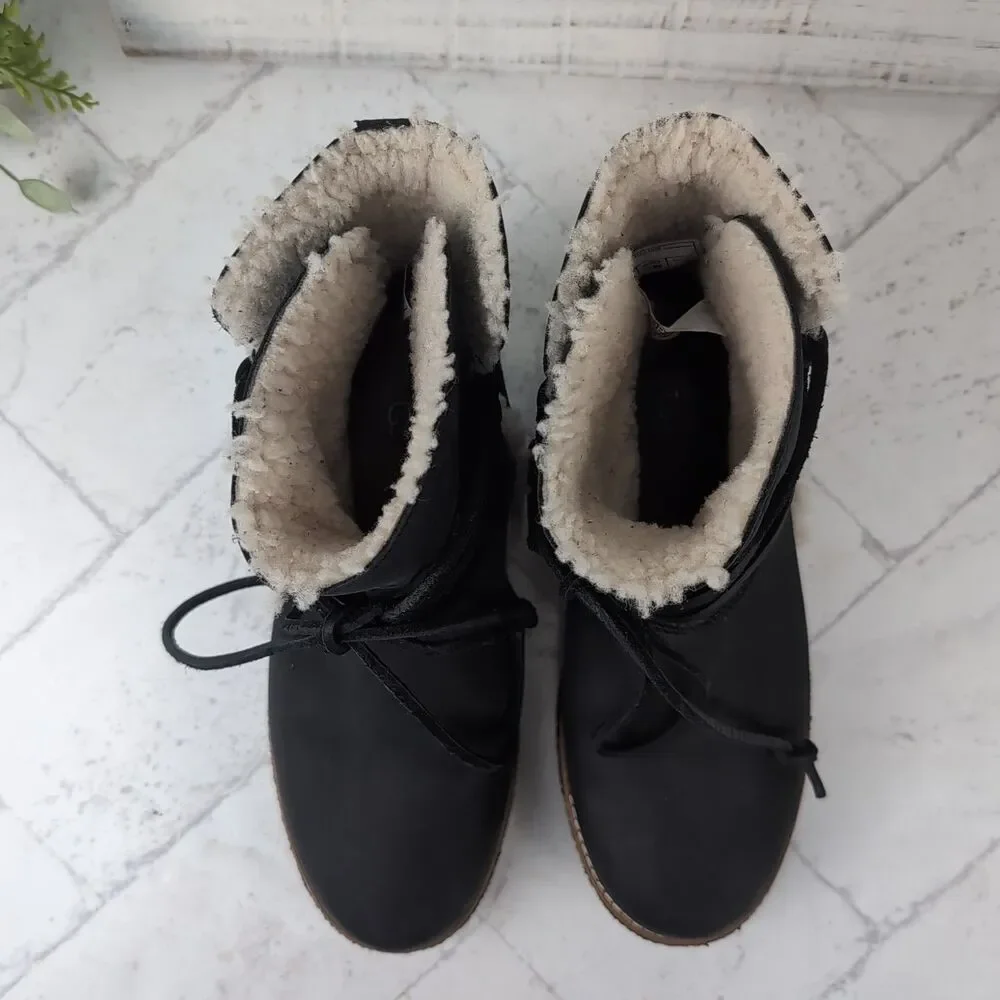 UGG Women's Luisa Water Resistant Leather Boots 1012545 Dark Gray Size 7 Winter